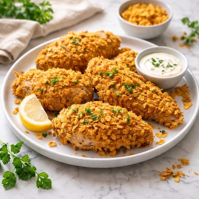 Oven baked chicken with cornflakes