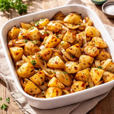 Oven potatoes and onions