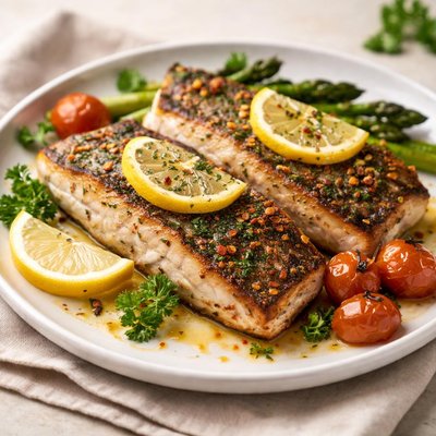 Oven roasted barramundi