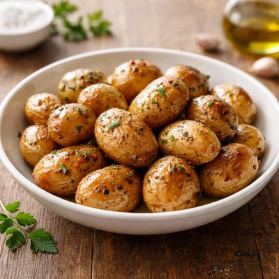 بطاطس صغيرة محمرة في الفرن بزيت الزيتون