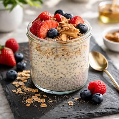 Overnight oats and chia with oat milk