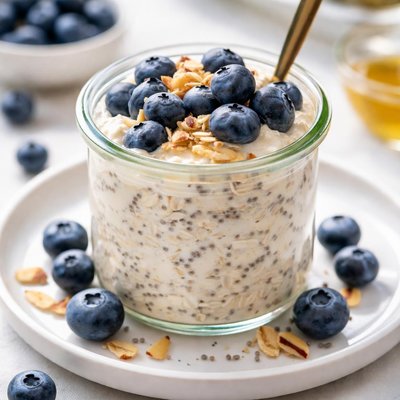 Overnight oats with blueberries