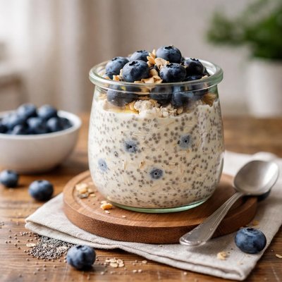 Overnight oats with chia and blueberries