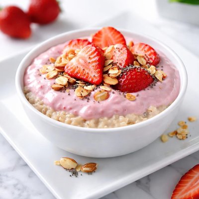 Overnight oats with strawberry greek yogurt