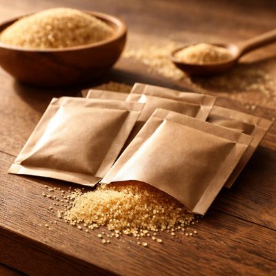 Packet sugar in the raw