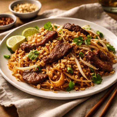 Pad thai with beef