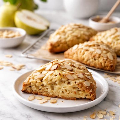 Paer and almond scone