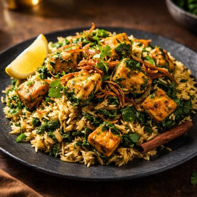Palak paneer biryani