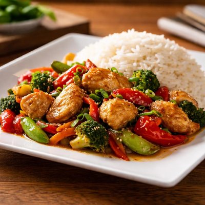 Pan asian chicken with rice