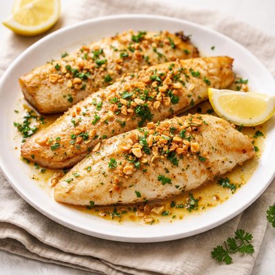 Pan fried butter garlic fish