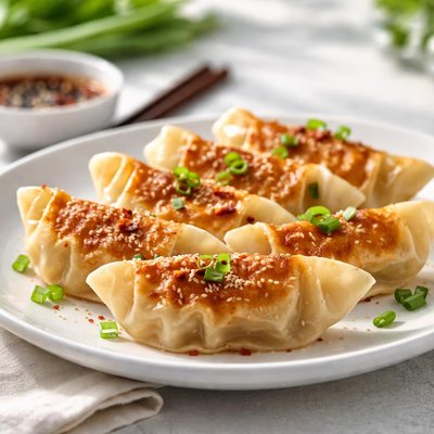 Pan fried chicken dumplings