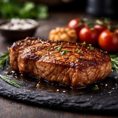 Pan fried pork steak