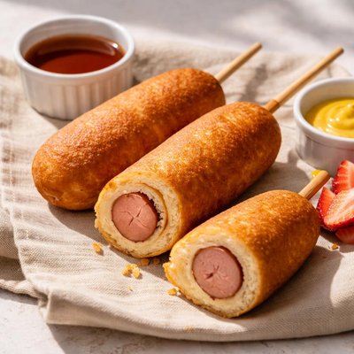 Pancake and sausage corn dog
