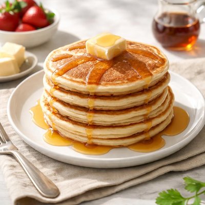 Pancake with butyer and syrup