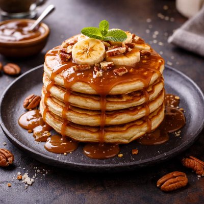 Pancake with caramel sauce