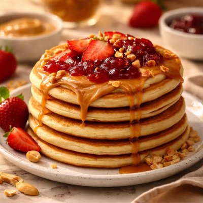 Pancake with peanut butter and jelly