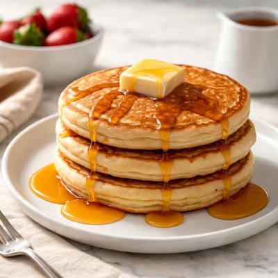 Pancake with syrup and butter