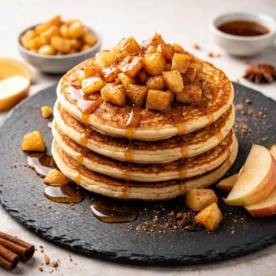 Pancakes with apple topping