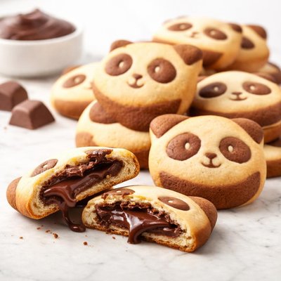 Panda chocolate filled cookie