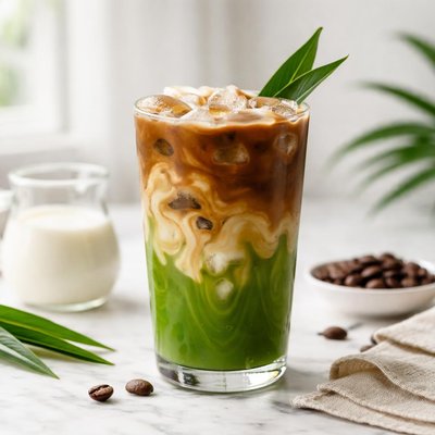 Pandan iced coffee