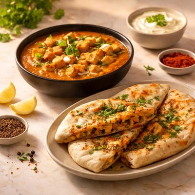 Paneer naan with gravy