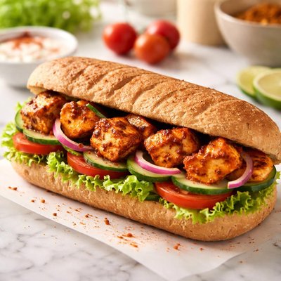 Paneer tikka subway sandwich