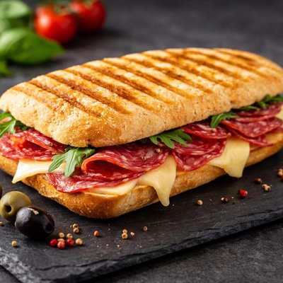 Panini with salami and cheese
