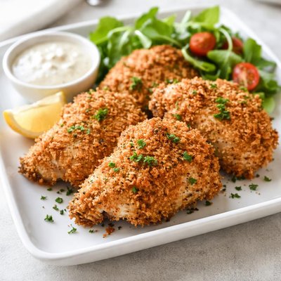 muslo de pollo empanizado