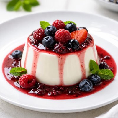 Panna cotta with berry sauce