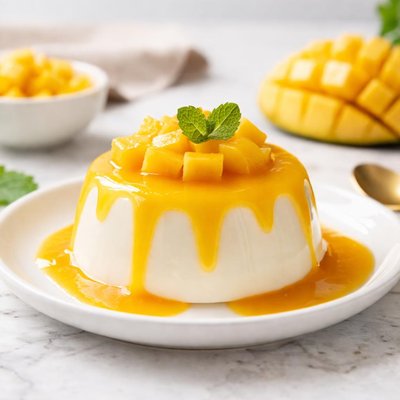Panna cotta with mango sauce