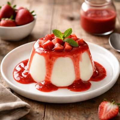Panna cotta with strawberry sauce
