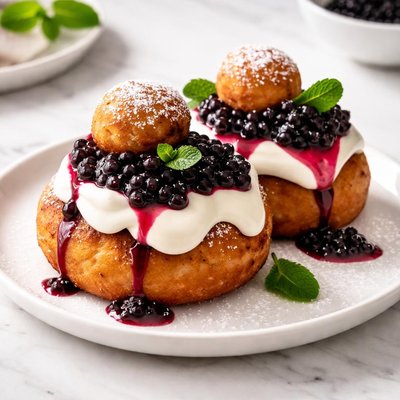 पापानासी विद सॉवर क्रीम ऍंड ब्लैकबेरी कंसर्वे