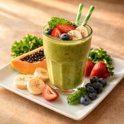 파파야 바나나 딸기 블루베리 케일 스무디