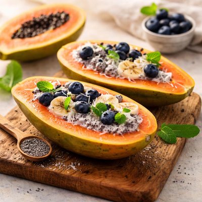 Papaya with chia seeds