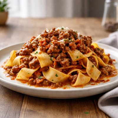Pappardelle pasta with meat sauce