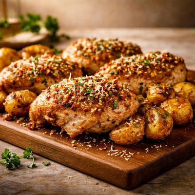 Parmesan garlic chicken and potato