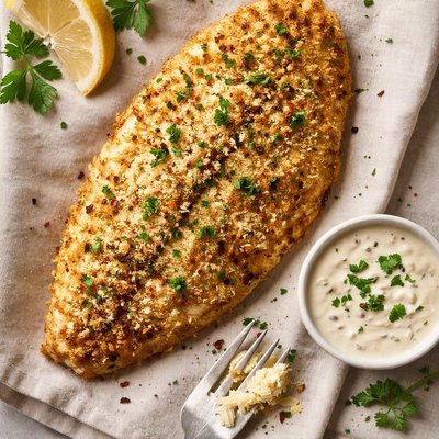 Parmigiana encrusted tilapia filet