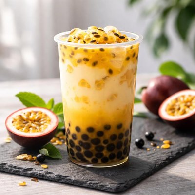 Passion fruit boba tea