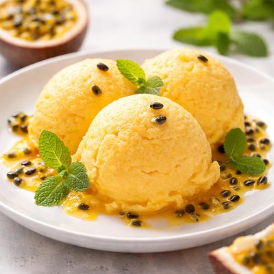 Passion fruit sorbet