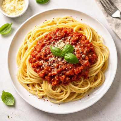 Pasta and marinara sauce