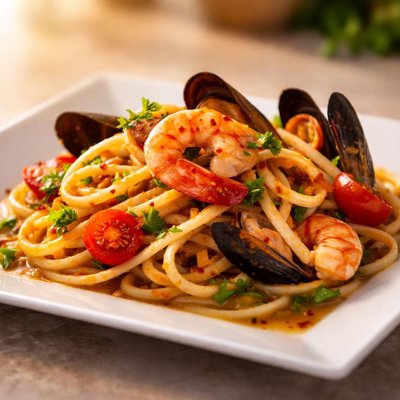 Pasta and seafood
