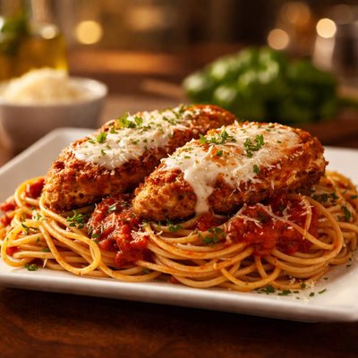 Pasta chicken parmeason
