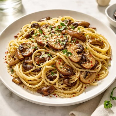 Pasta mushroom aglio olio