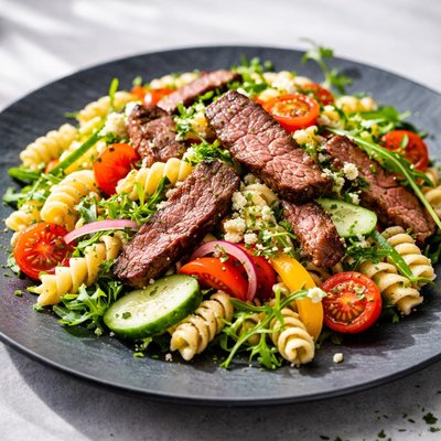 Pasta salad with beef