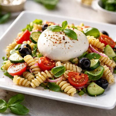 Pasta salad with burrata
