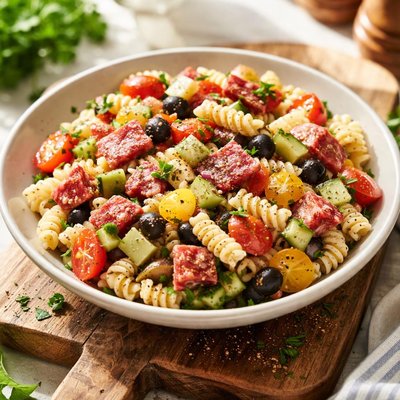 Pasta salad with salami