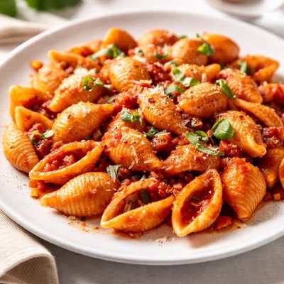 Pasta shells with tomato sauce