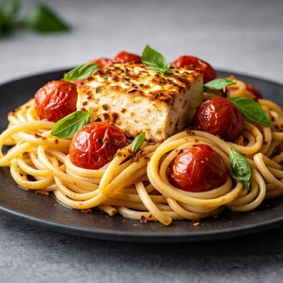 Pasta with baked feta and tomatoes