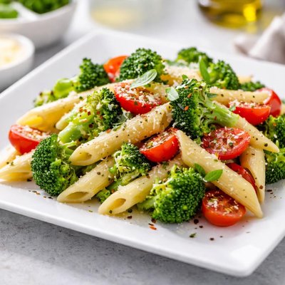 Pasta with broccoli and tomatoes