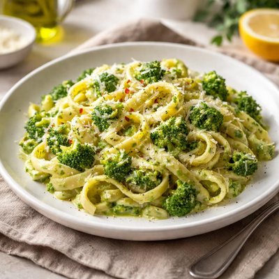 Pasta with broccoli cream sauce